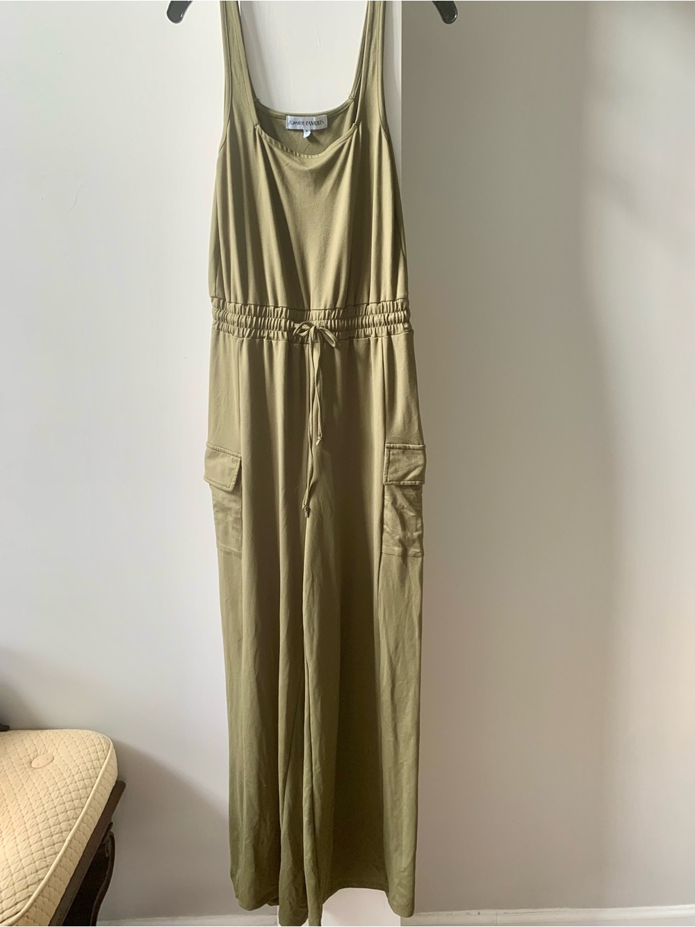 Almost Famous Olive Cargo Jumpsuit - Picture 3 of 10